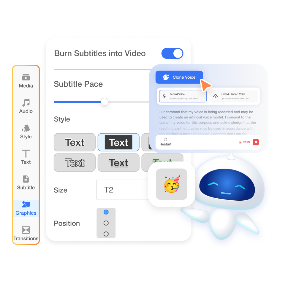 Edit your corporate announcement video in Visla’s scene-based editor
